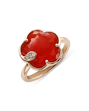 Shop Pasquale Bruni 18k Rose Gold Petit Joli Ring With Carnelian & Diamonds In Red/rose Gold