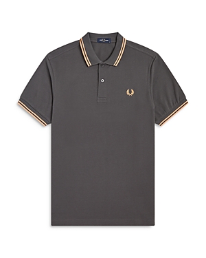 Fred Perry Twin Tipped Slim Fit Polo In Gunmetal