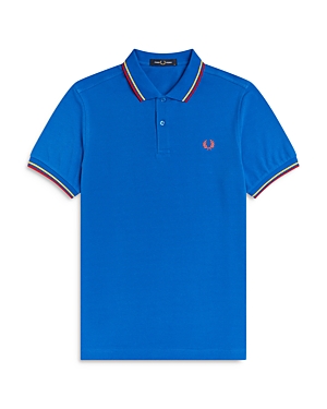 Fred Perry Twin Tipped Slim Fit Polo In Marina Blue