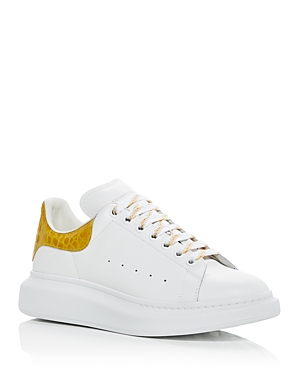 Alexander Mcqueen Croc-embossed Leather Platform Sneakers In Shell