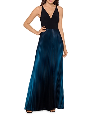 Aqua Pleated Shimmer Gown - 100% Exclusive In Black/teal