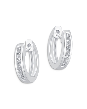 Bloomingdale's Channel Set Huggie Hoop Earrings in 14K White Gold, 0.15 ct. t.w. - 100% Exclusive