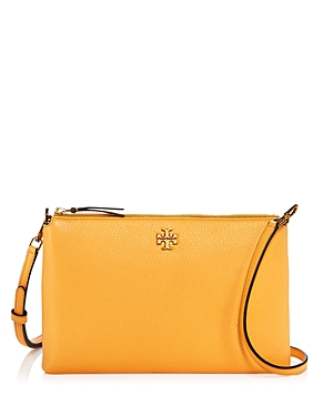 Tory Burch Kira Small Pebbled Leather Top-zip Crossbody In Jackfruit/gold