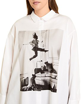 Marina Rinaldi - Falesia Graphic Print Button-Down Tunic Shirt