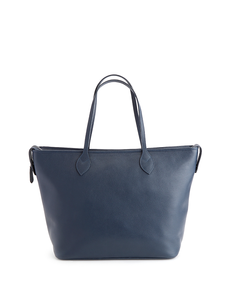 ROYCE NEW YORK PEBBLE GRAIN LEATHER WIDE TOTE 656-NAVY-4