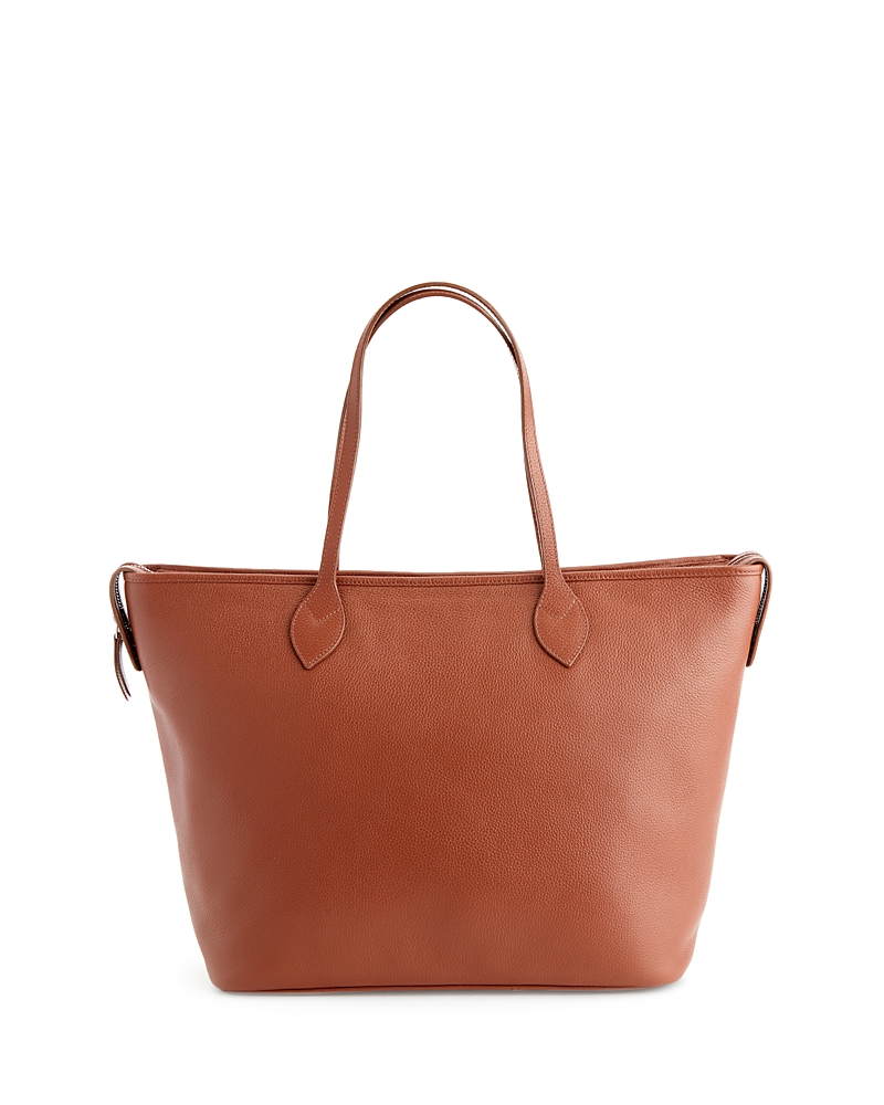 Royce New York Pebble Grain Leather Wide Tote In Tan
