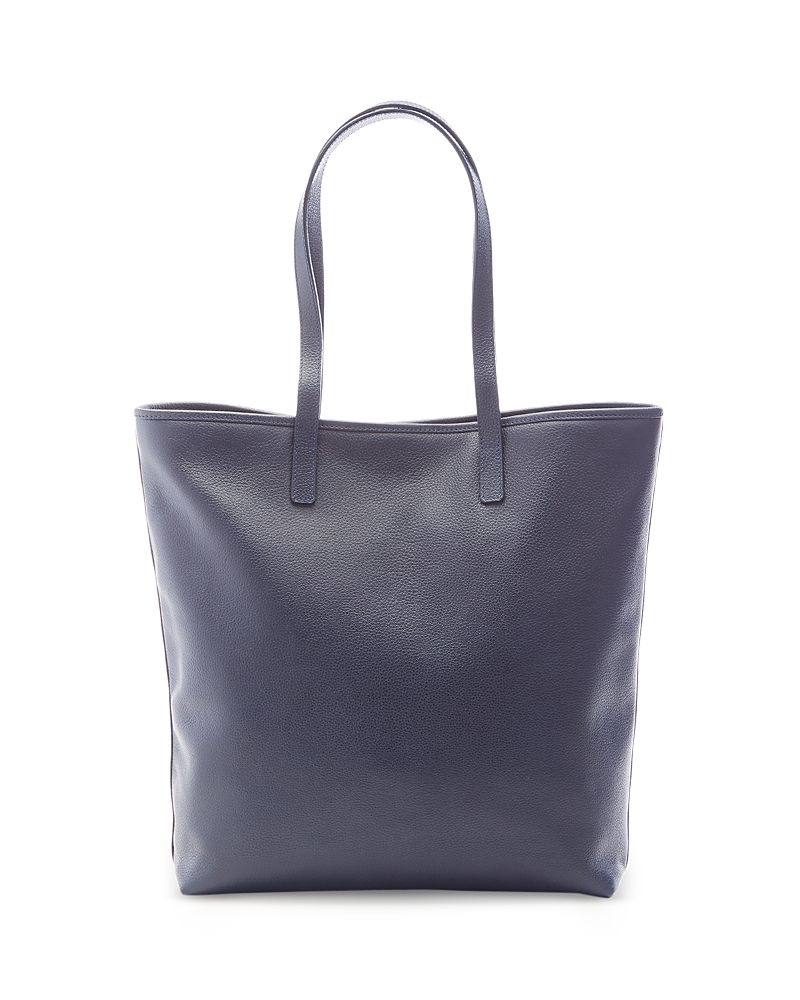 Royce New York Pebble Grain Leather Tall Tote In Navy Blue