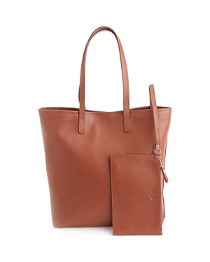Shop Royce New York Pebble Grain Leather Tall Tote In Tan