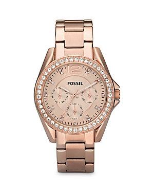 Fossil Riley Watch, 38mm In Rose Gold