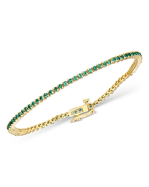 Bloomingdale's Emerald Tennis Bracelet In 14k Yellow Gold - 100% Exclusive In Green/gold
