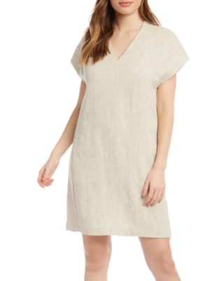 knee length dresses for ladies Karen Kane Women's Colorblock Shift Dress, XS, Oatmeal, 100% Linen
