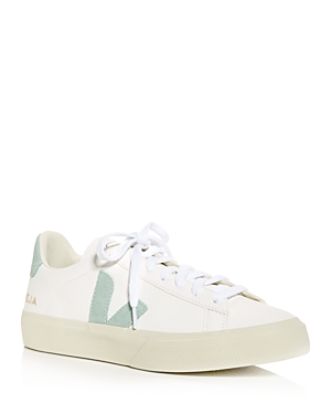 Shop Veja Women's Campo Low Top Sneakers In White/sea Green