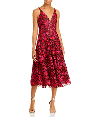 DRESS THE POPULATION DRESS THE POPULATION ELISA EMBROIDERED FIT AND FLARE DRESS,DDR424-K542