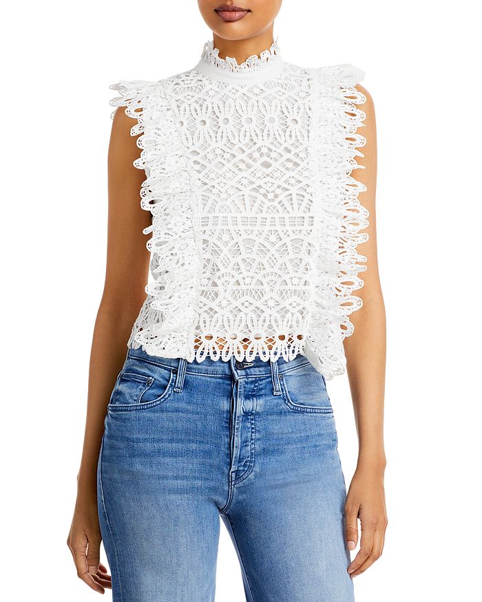 Aqua ruffled lace top store