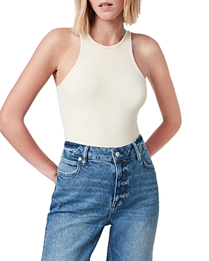 Allsaints Womens Linnet White Jamie Short-sleeve Stretch-cotton Bodysuit 2 In Linnet White