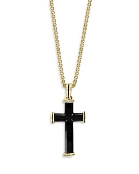 Bloomingdale's - Men's Black Onyx Cross Pendant Necklace in 14K Yellow Gold, 20" - 100% Exclusive