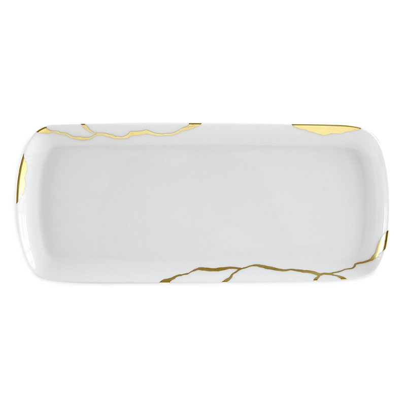 Bernardaud Kintsugi Rectangular Cake Platter In White