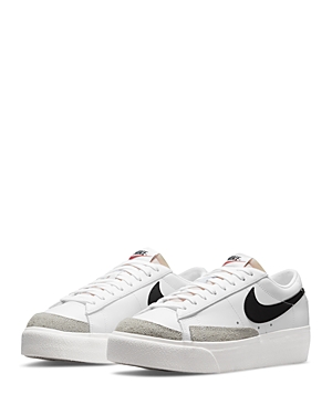 Nike Blazer Suede-trimmed Leather Platform Sneakers In White/black-sail-team Orange