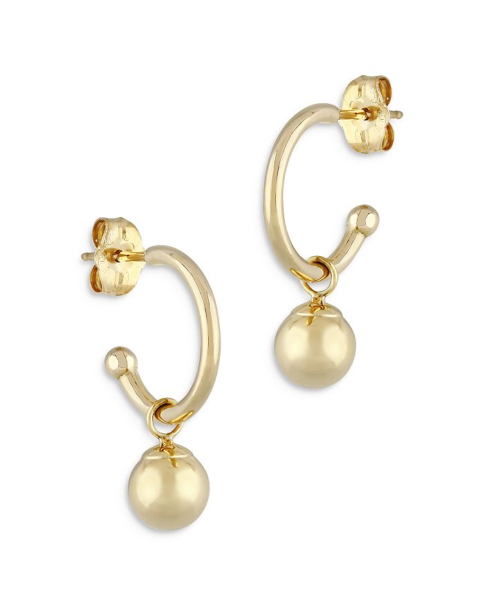 Bloomingdale's - Ball Hoop Earrings in 14K Yellow Gold, 0.06 ct. t.w. - 100% Exclusive