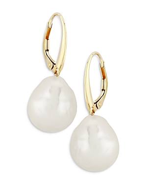 Bloomingdale's Baroque Cultured Pearl Drop Earrings In 14k Yellow Gold - 100% Exclusive In White/gold