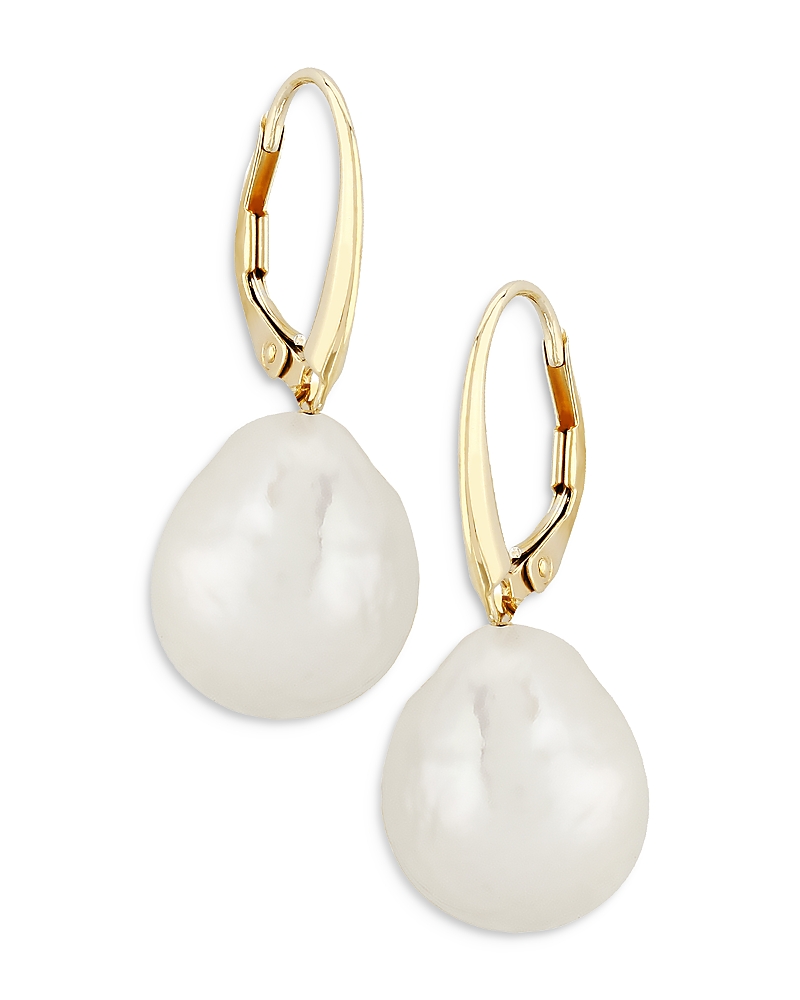 Bloomingdale's Baroque Cultured Pearl Drop Earrings In 14k Yellow Gold - Exclusive In White/gold