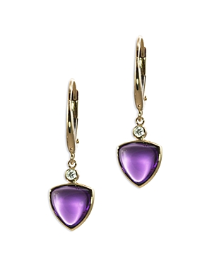 Bloomingdale's Amethyst & Diamond Drop Earrings In 14k Yellow Gold - 100% Exclusive In Purple/gold