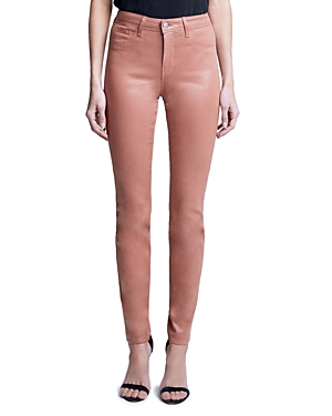 L Agence L'agence Marguerite Coated Skinny Jeans In Mocha Brown Coated