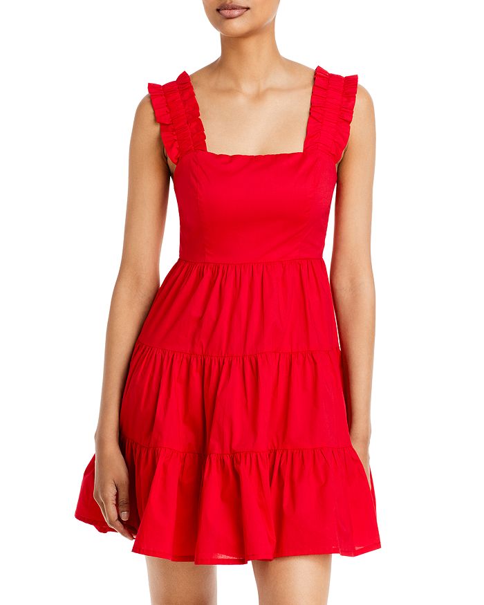 AQUA Poplin Tiered Mini Dress - 100% Exclusive | Bloomingdale's
