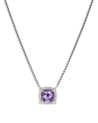 David Yurman - Sterling Silver Chatelaine Amethyst & Diamond Pendant Neckalce, 18" - Exclusive