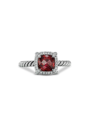David Yurman Sterling Silver Petite Chatelaine Ring With Garnet & Diamonds - 100% Exclusive In Garnet