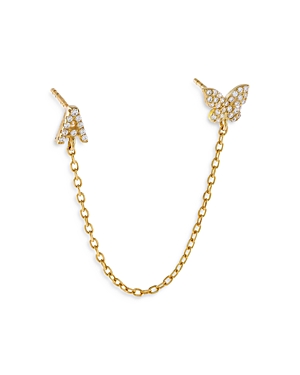 Adinas Jewels Gold Butterfly Initial Chain Earrings In A