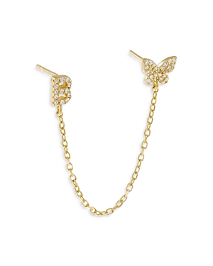 Adinas Jewels Gold Butterfly Initial Chain Earrings