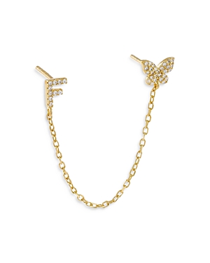 Adinas Jewels Gold Butterfly Initial Chain Earrings In F