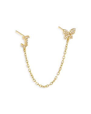 Adinas Jewels Gold Butterfly Initial Chain Earrings In J