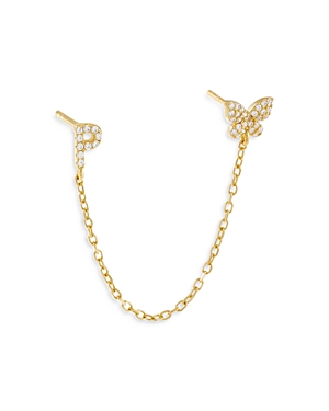 Adinas Jewels Gold Butterfly Initial Chain Earrings In P