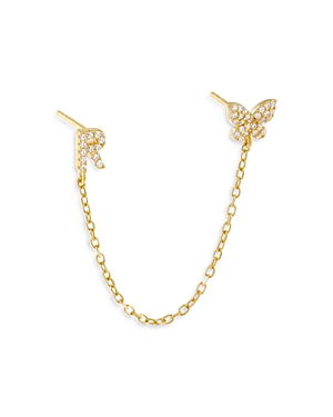 Adinas Jewels Gold Butterfly Initial Chain Earrings In R