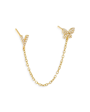 ADINAS JEWELS GOLD BUTTERFLY INITIAL CHAIN EARRINGS,E18419GLD-V-999