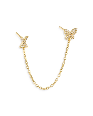 Adinas Jewels Gold Butterfly Initial Chain Earrings In X