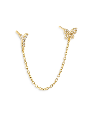 Adinas Jewels Gold Butterfly Initial Chain Earrings In Y