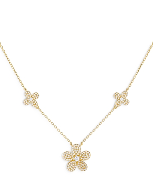ADINAS JEWELS PAVE TRIPLE FLOWER NECKLACE, 17,N42445GLD-530