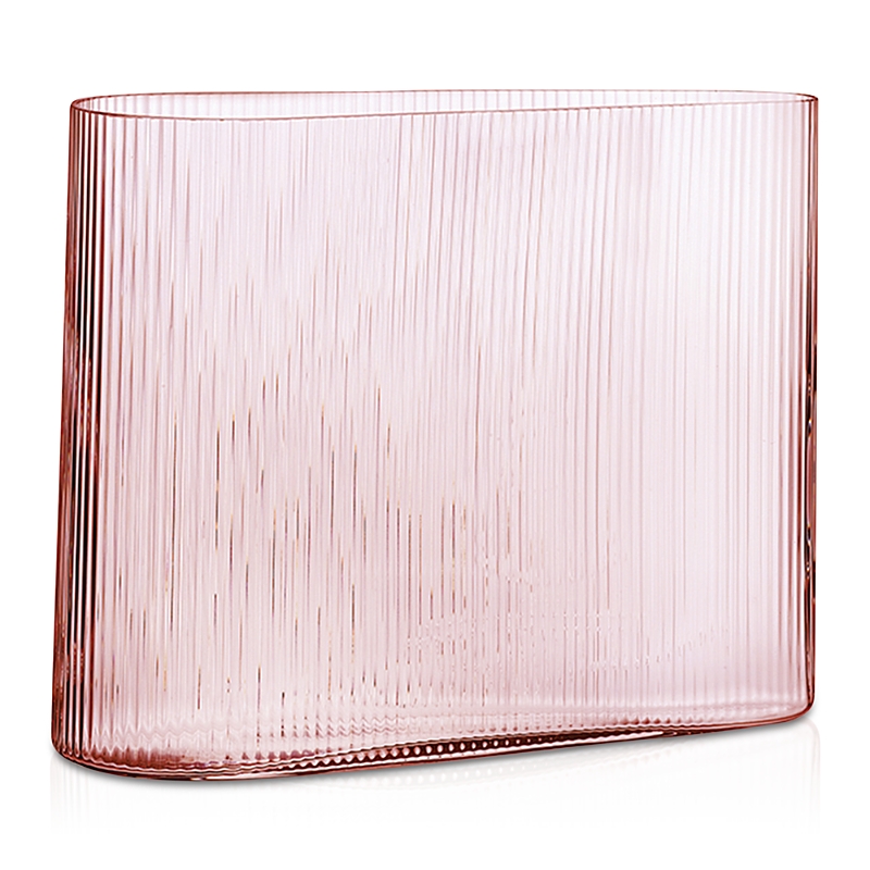 Nude Glass Mist Wide Vase In Dusty Rose