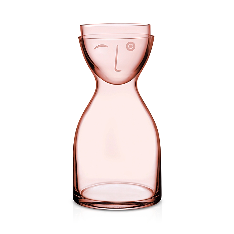 Nude Glass Mr. & Mrs. Small Bedside Water Set, Dusty Rose In Pastel Pink