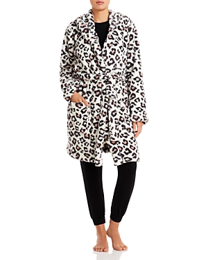 Ugg Leopard-print Hooded Dressing Gown In Cream Leopard