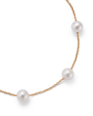 Cultured Freshwater Pearl Station Bracelet in 14K Yellow Gold 