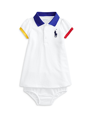 Ralph Lauren Girls' Color Block Polo Dress - Baby In White