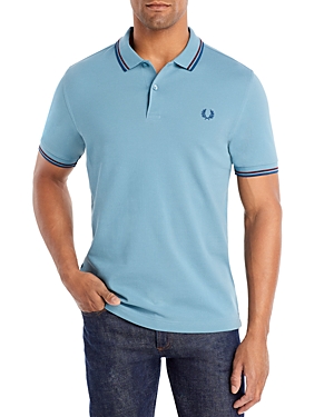 Fred Perry Twin Tipped Slim Fit Polo In Ash Blue/aubergine/royal Granite