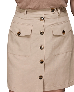 Shop Whistles Linen Pocket Mini Skirt In Beige
