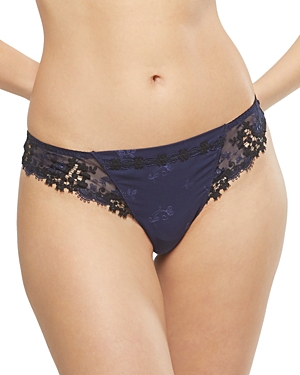 Simone Perele Wish Lace-side Thong In Night Blue