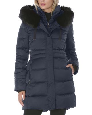 Tahari stefani faux fur cheap trim down puffer jacket