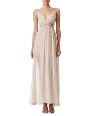 Alice and Olivia Rya Draped Silk Braided Waist Maxi Dress 